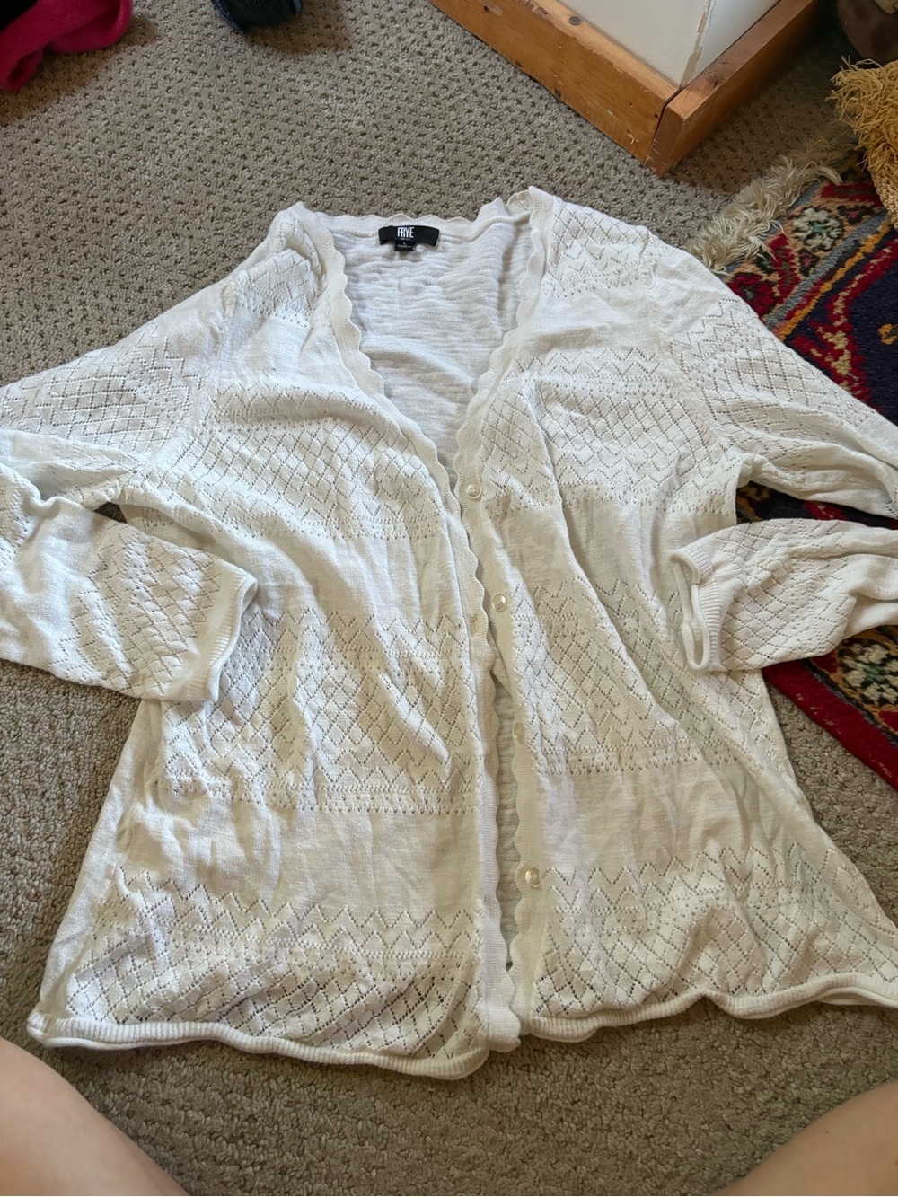 Frye Cream Knit Button-Front Women's Cardigan - Picture 2 of 3
